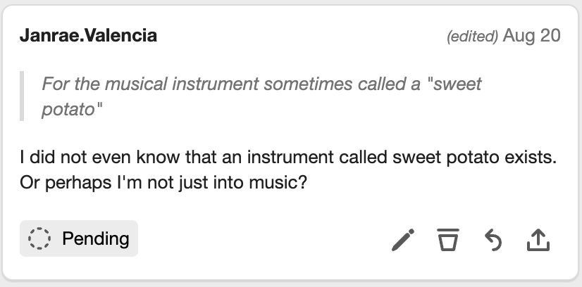 annotation card in pending status